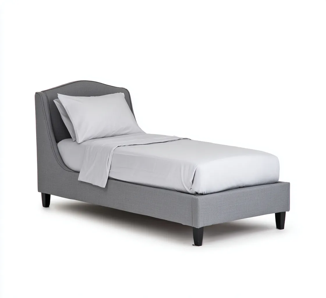 Letto singolo tessuto 205x100x100 cm - grigio - design moderno-Placidin