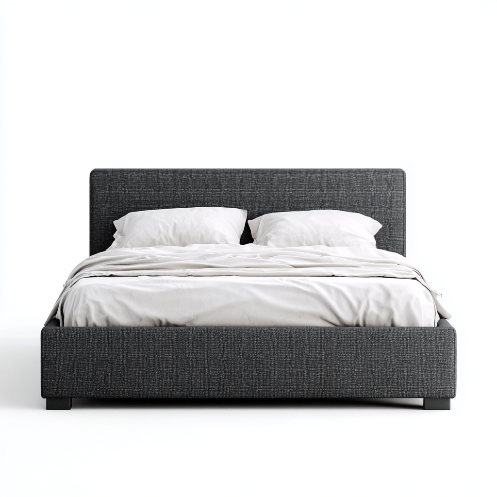 Letto matrimoniale imbottito 215x165x105 cm - grigio scuro - design moderno-Placidin