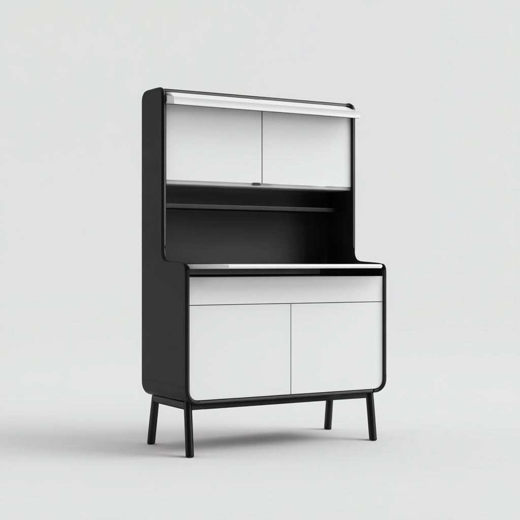 Scarpiera in legno composito 80x40x170 cm - bianco-nero - design moderno-Placidin