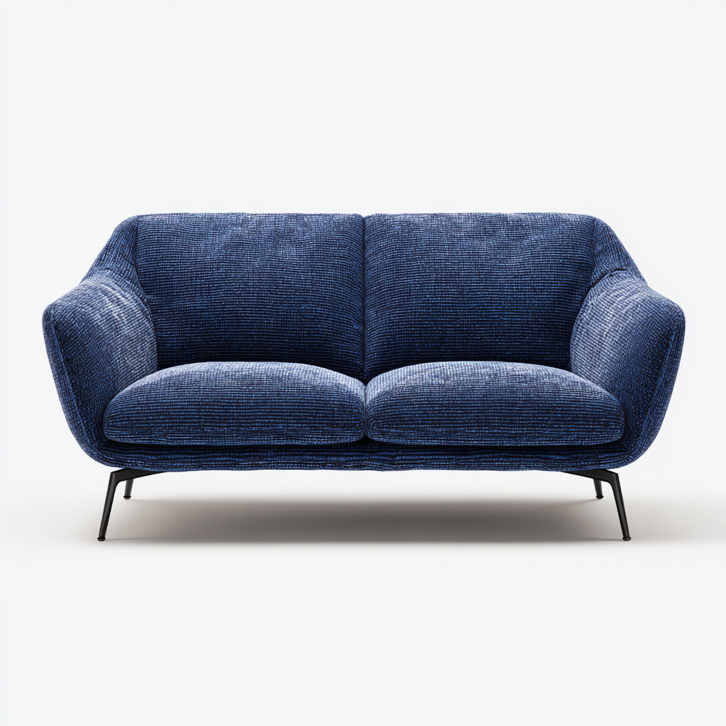 Divano a due posti tessuto 160x85x84 cm - blu scuro - design moderno-Placidin