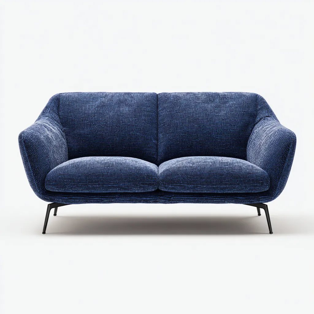 Divano a due posti tessuto 160x85x84 cm - blu scuro - design moderno-Placidin