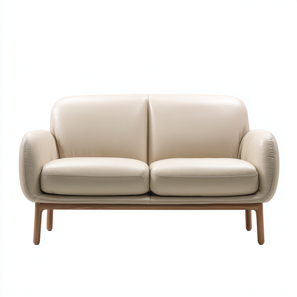 Divano a due posti similpelle 158x82x86 cm beige per soggiorno design moderno-Placidin