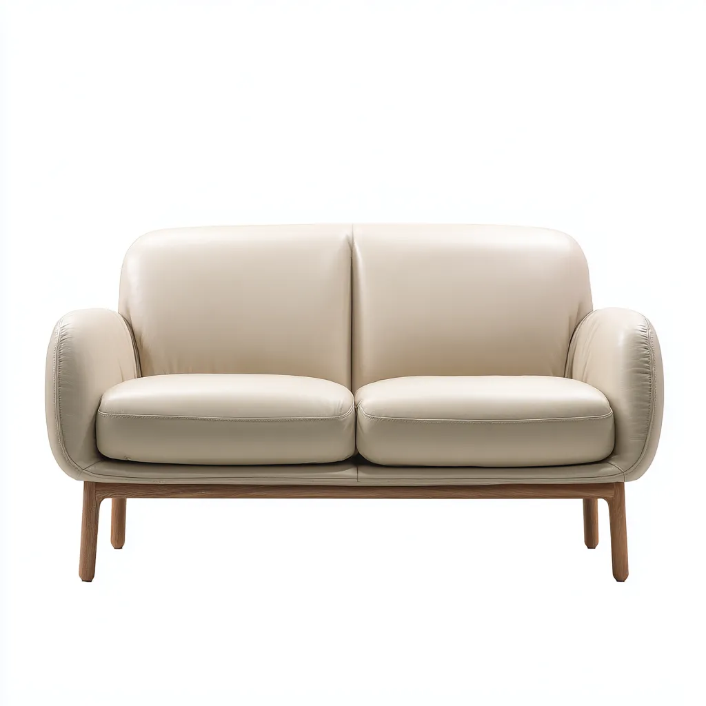 Divano a due posti similpelle 158x82x86 cm beige per soggiorno design moderno-Placidin