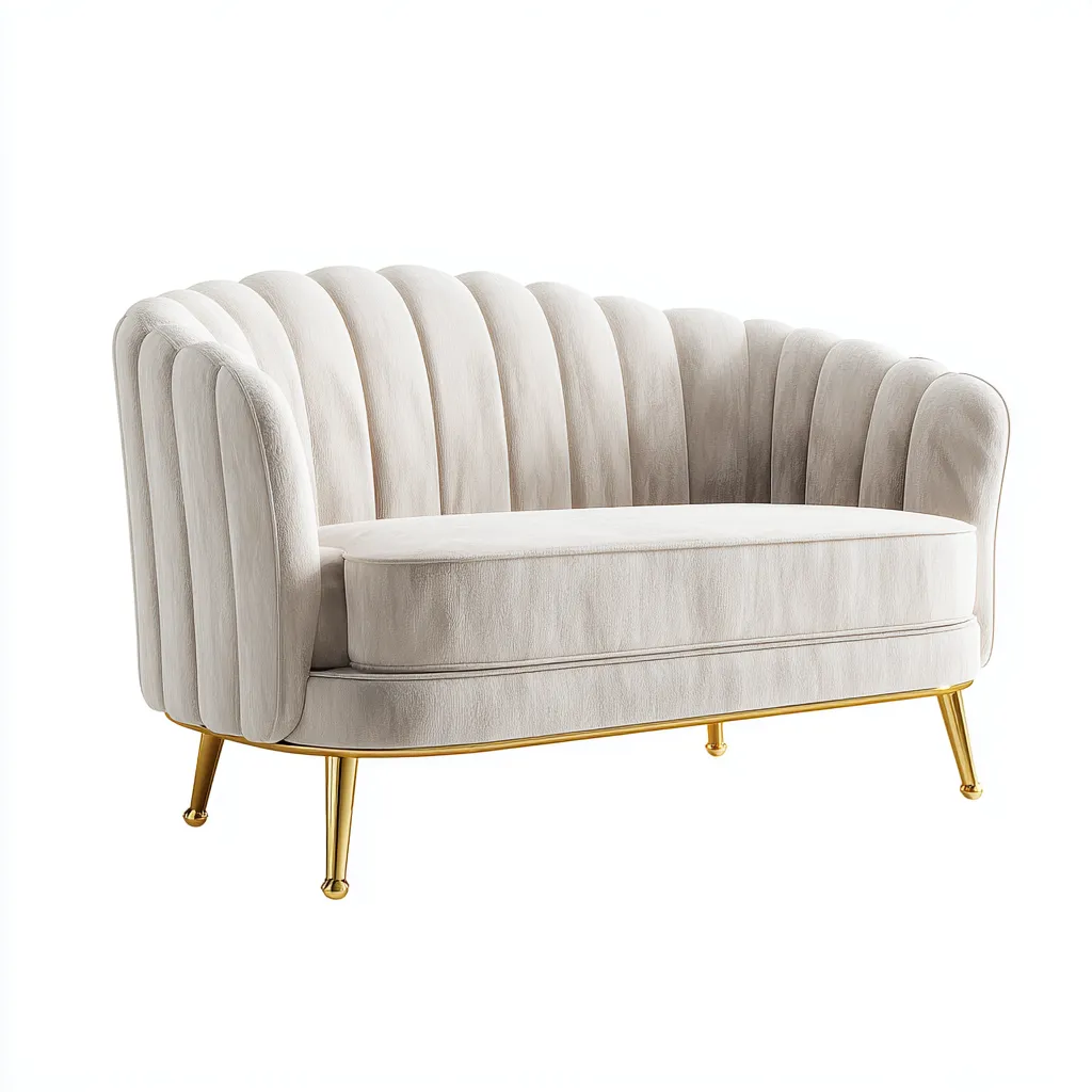 Divano a due posti velluto 150x78x82 cm beige per soggiorno design moderno-Placidin