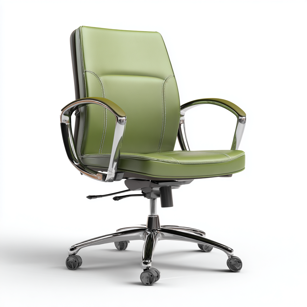 Sedia da ufficio in similpelle-metallo 66x66x115 cm - verde - design moderno-Placidin