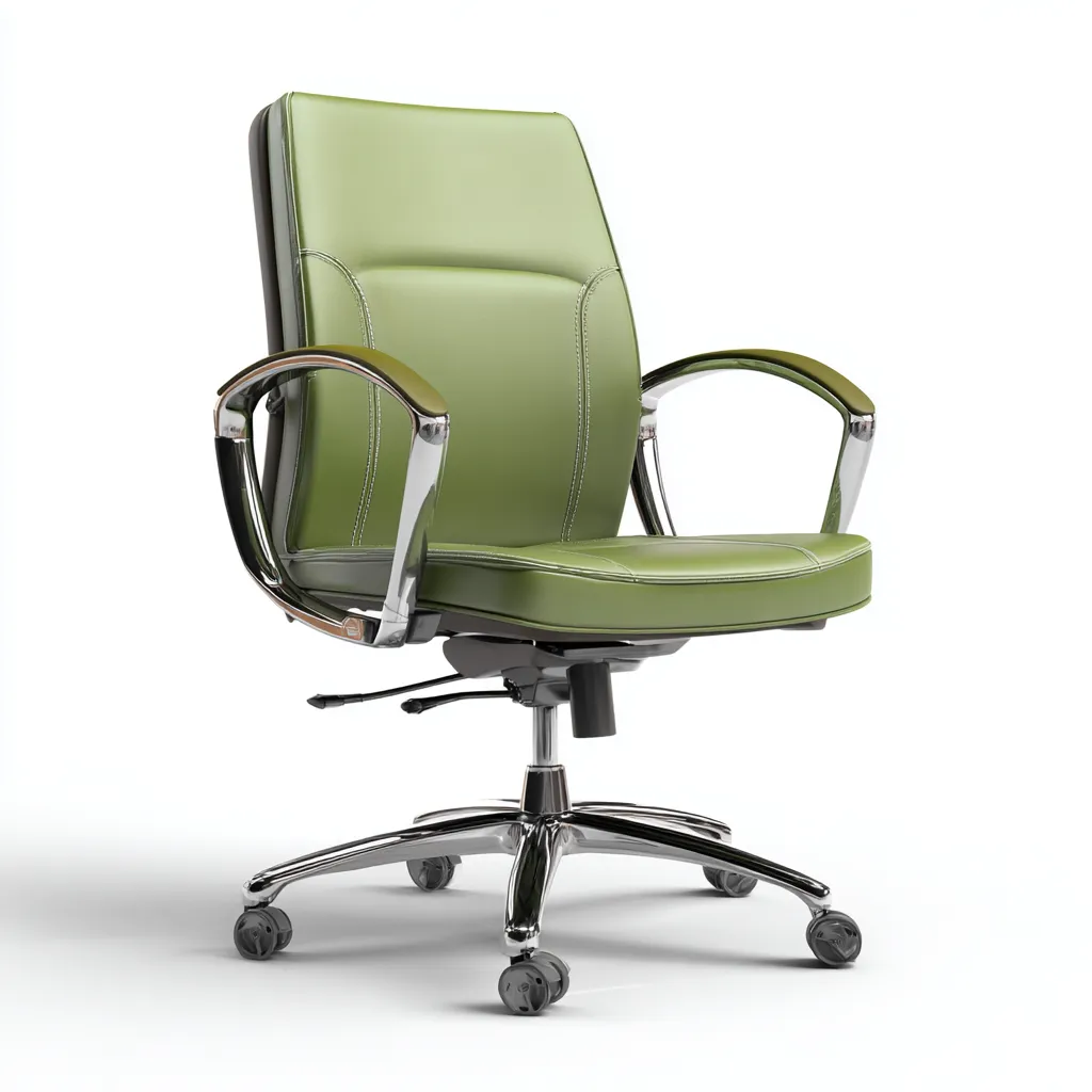 Sedia da ufficio in similpelle-metallo 66x66x115 cm - verde - design moderno-Placidin