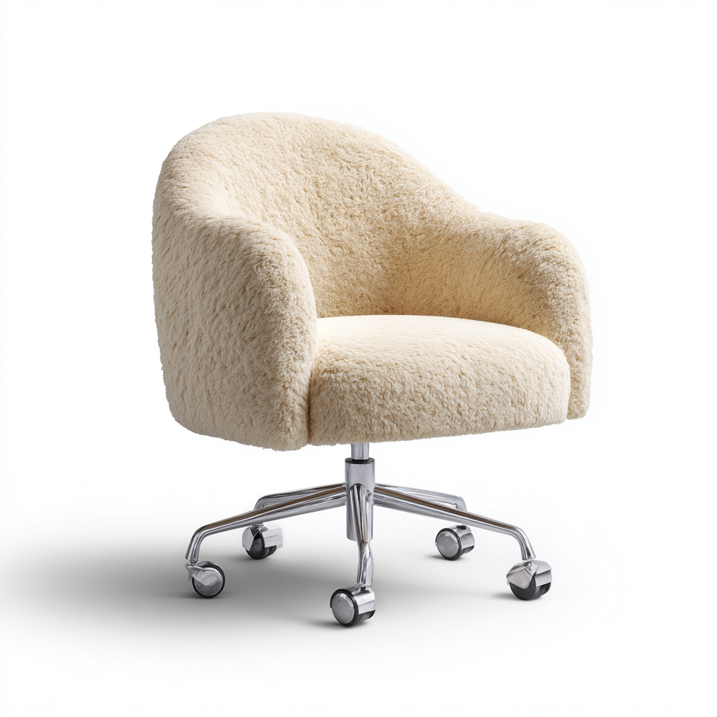 Sedia da ufficio Poltrona girevole in tessuto 60x60x80 cm - Beige - Design moderno-Placidin