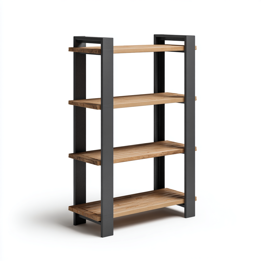 Libreria metallo 70x30x120 cm - metallo-legno naturale - design industriale per soggiorno-Placidin