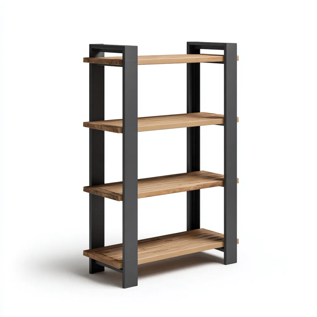 Libreria metallo 70x30x120 cm - metallo-legno naturale - design industriale per soggiorno-Placidin