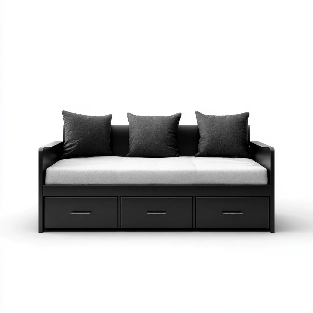 Divano letto legno 215x95x90 cm - nero - design moderno-Placidin