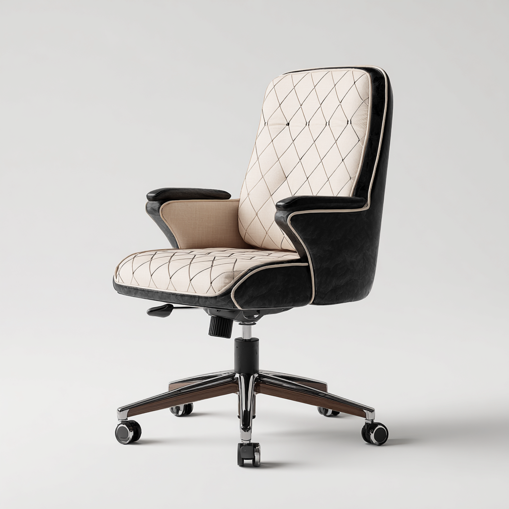 Sedia da ufficio ergonomica 60x60x105 cm - beige-nero - design moderno-Placidin