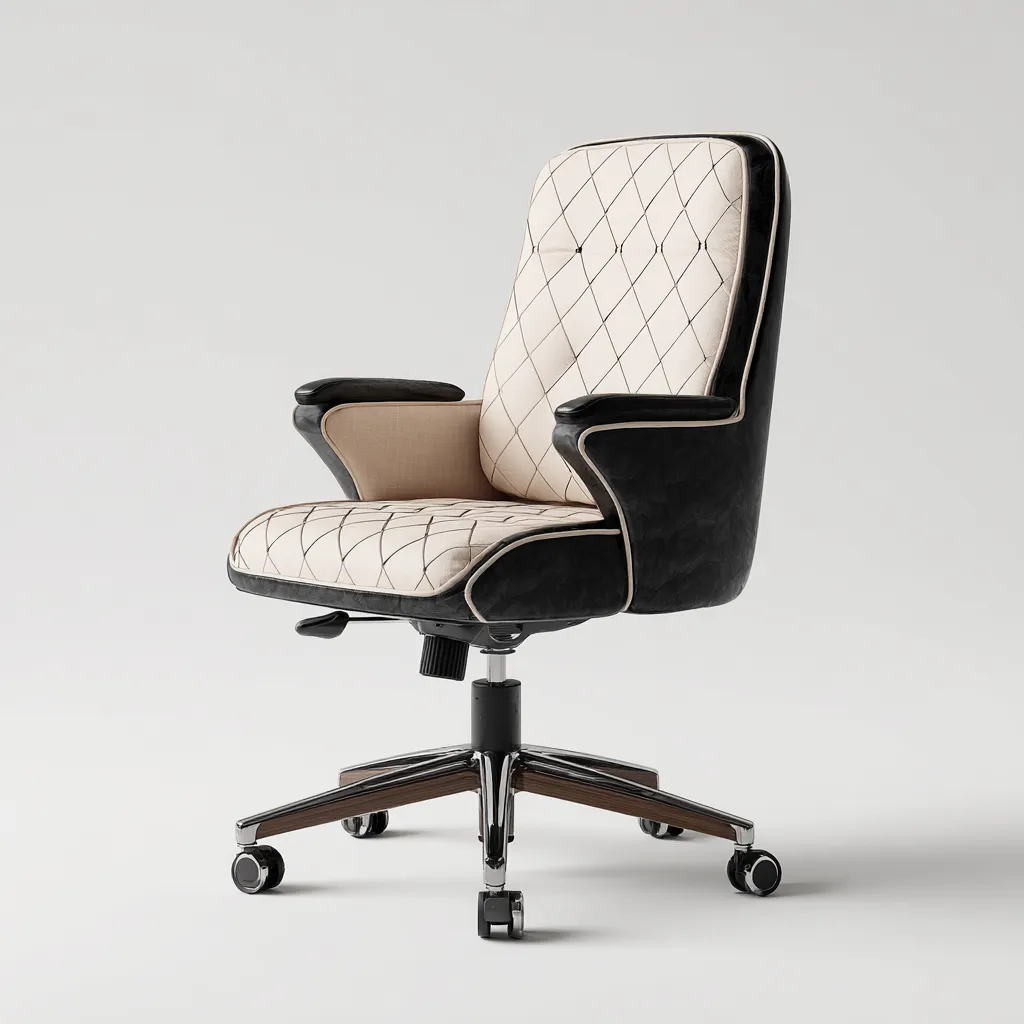 Sedia da ufficio ergonomica 60x60x105 cm - beige-nero - design moderno-Placidin