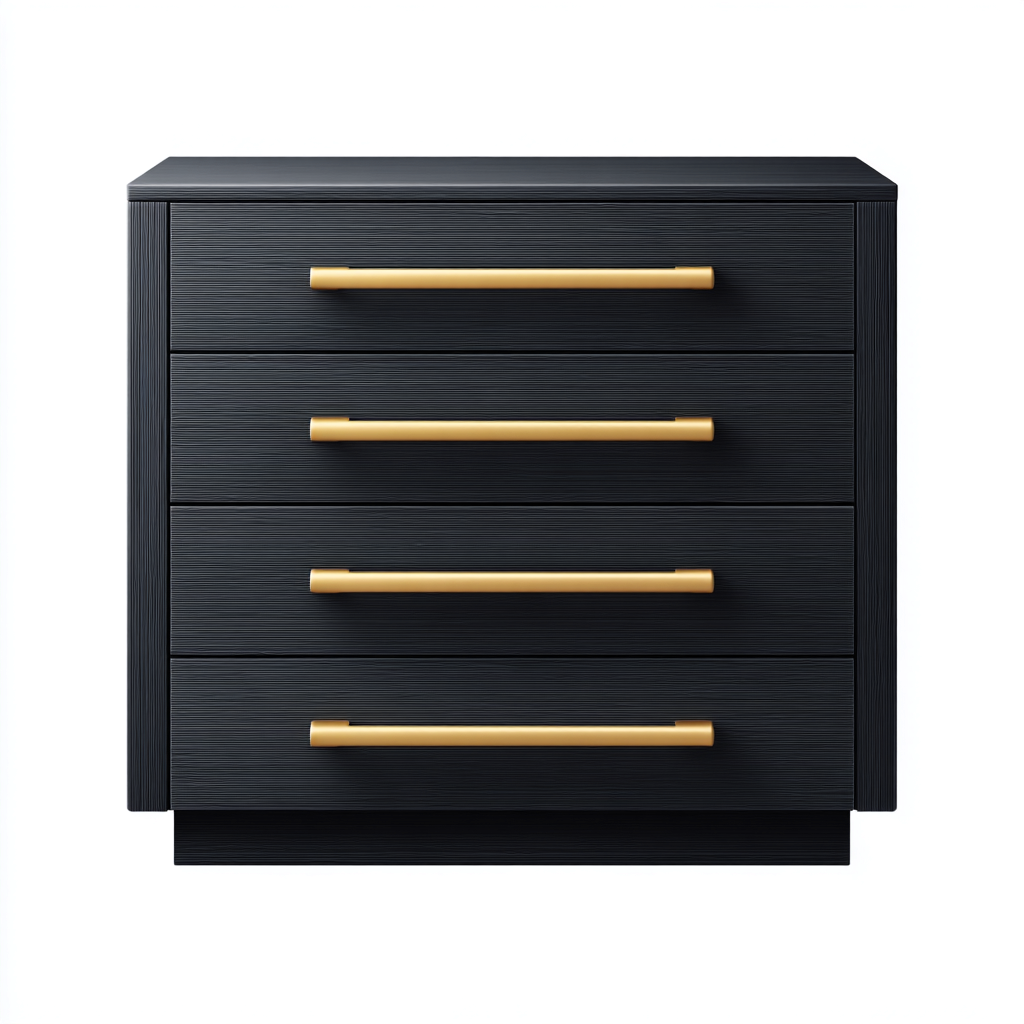 Cassettiera moderna 80x40x85 cm - nero-oro - design con cassetti metallici-Placidin