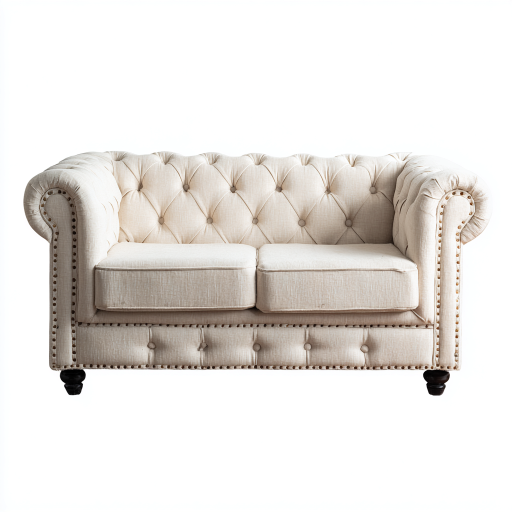 Divano a due posti in tessuto 160x90x85 cm - beige - design Chesterfield-Placidin