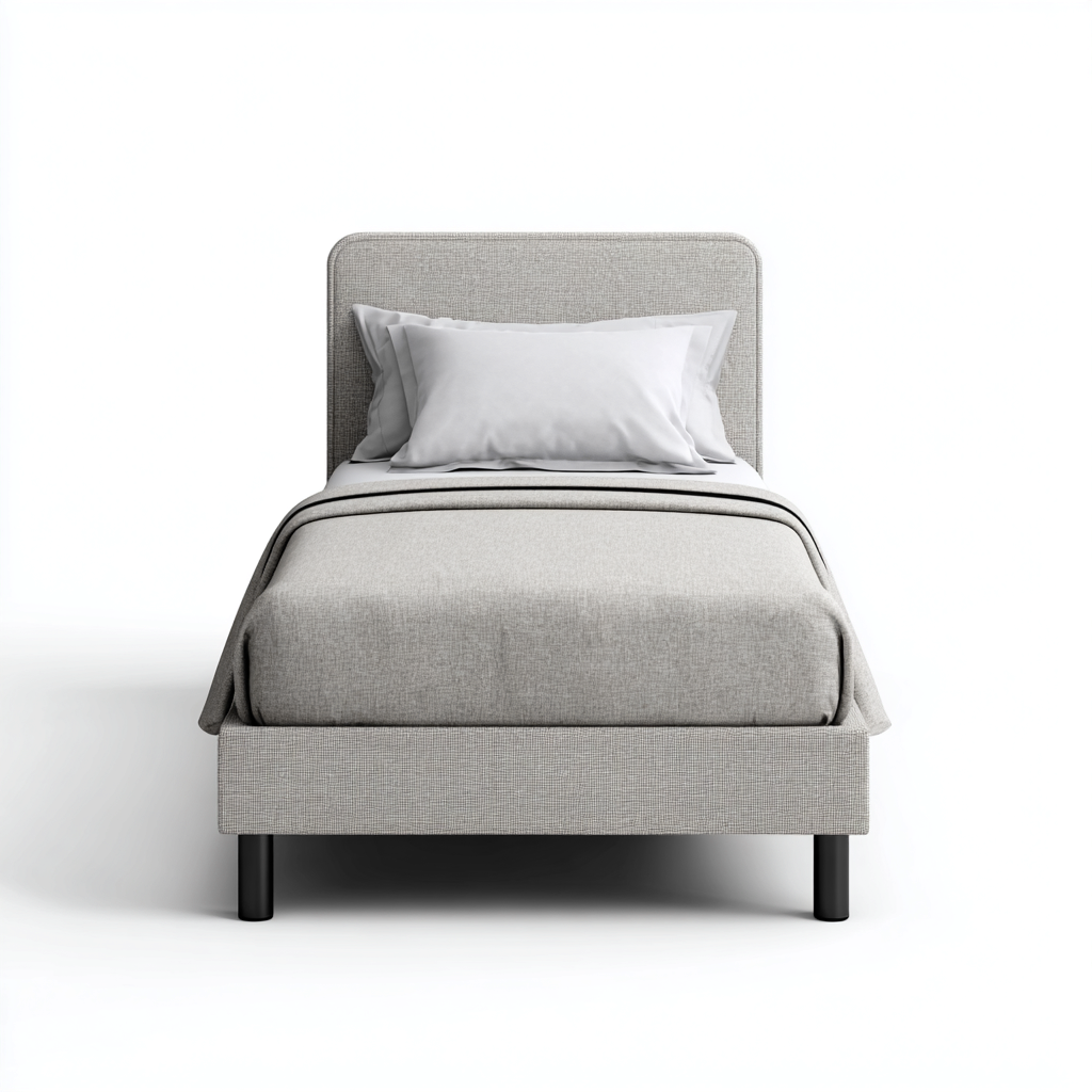 Letto singolo tessuto-metallo 205x100x100 cm - grigio chiaro - design moderno-Placidin