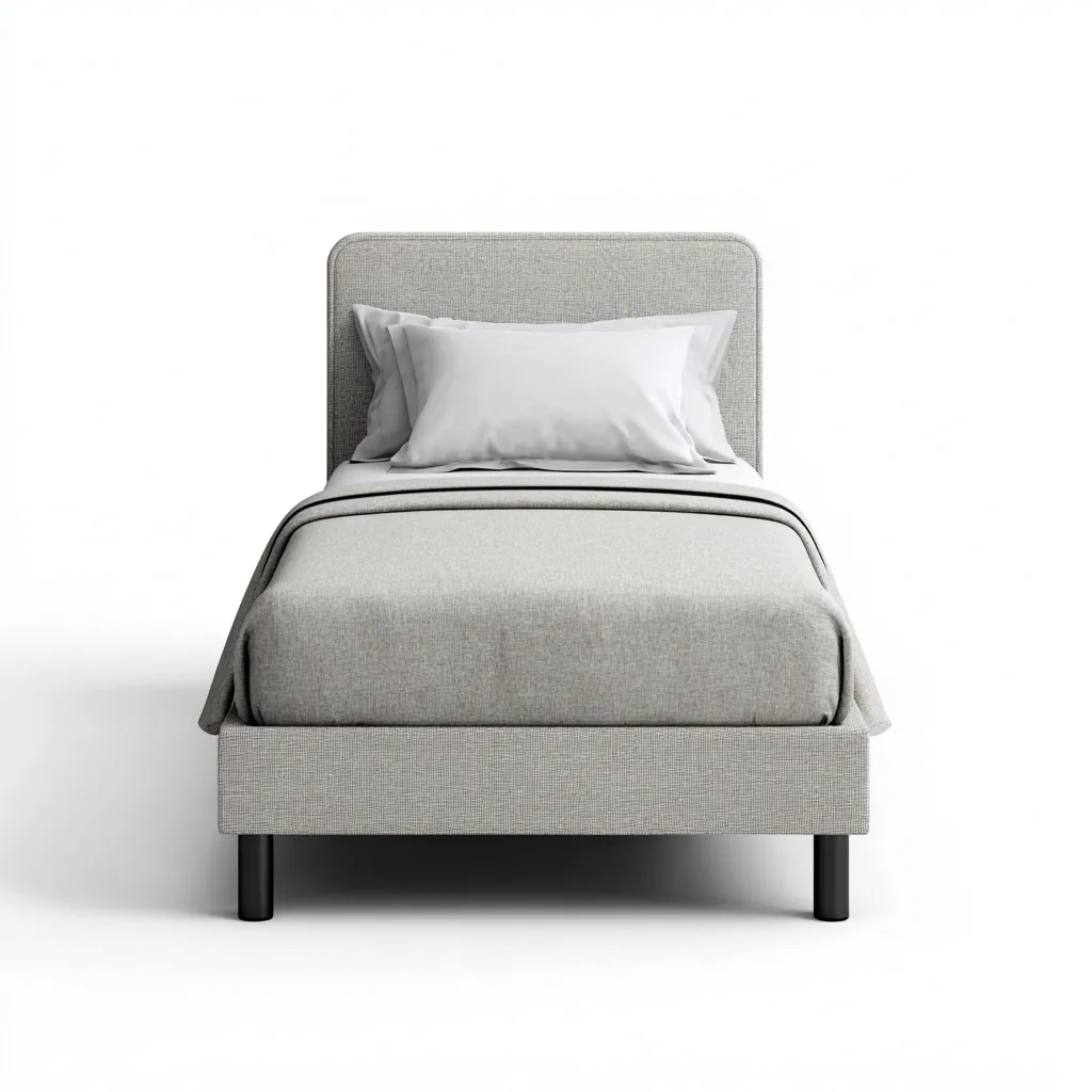 Letto singolo tessuto-metallo 205x100x100 cm - grigio chiaro - design moderno-Placidin