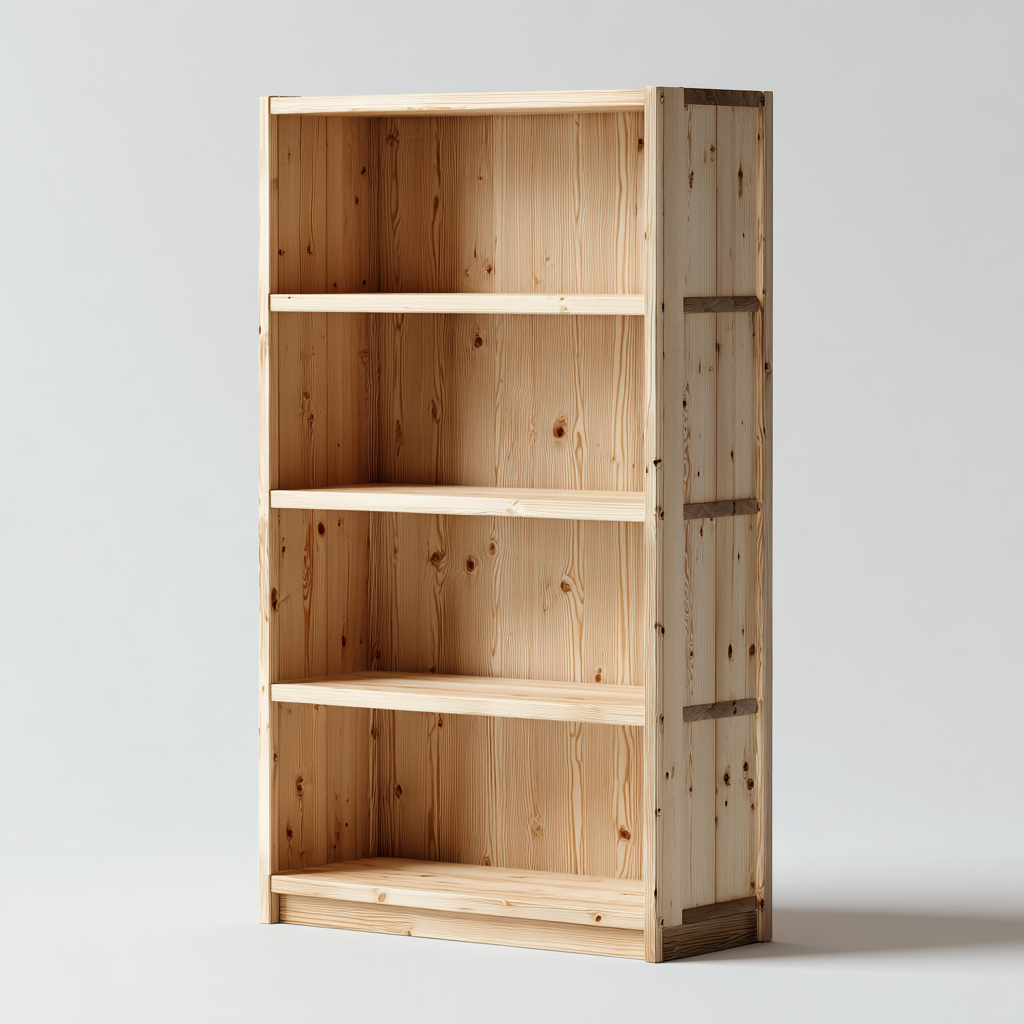 Libreria legno naturale 80x35x180 cm - legno chiaro - design rustico-Placidin