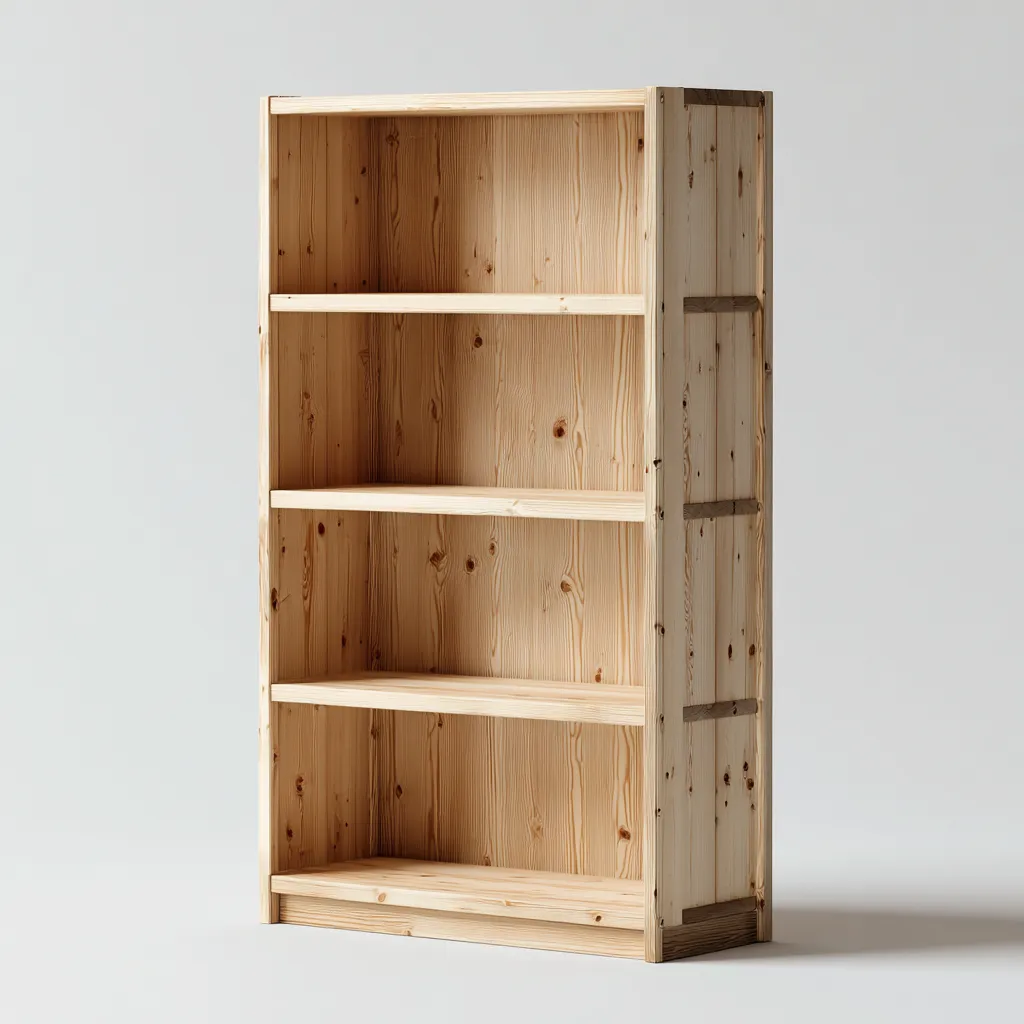 Libreria legno naturale 80x35x180 cm - legno chiaro - design rustico-Placidin