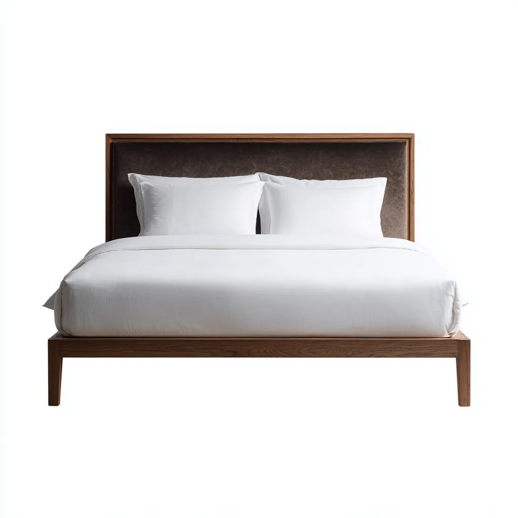 Letto matrimoniale in legno e testiera imbottita 215x165x115 cm - marrone-scuro - design elegante-Placidin