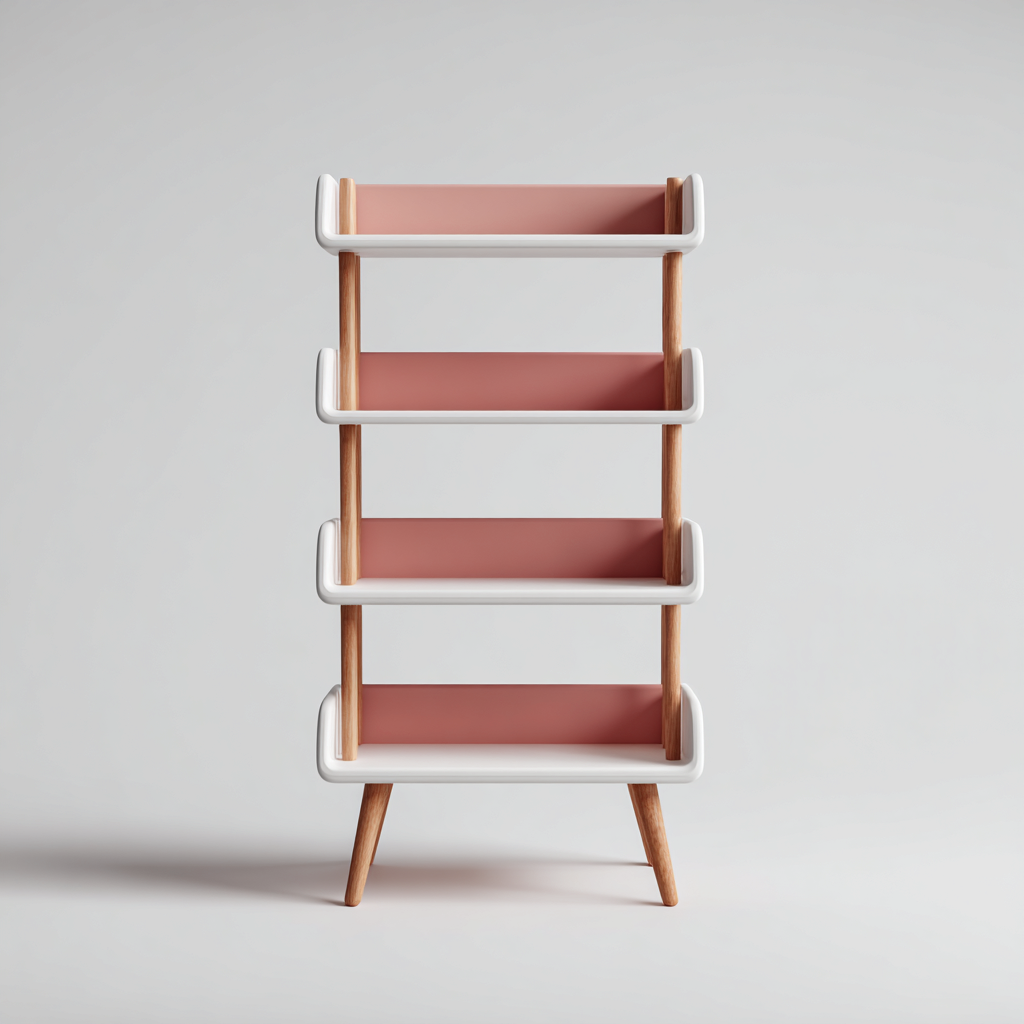 Libreria in legno composito 60x30x120 cm - rosa-bianco-rovere - design moderno-Placidin
