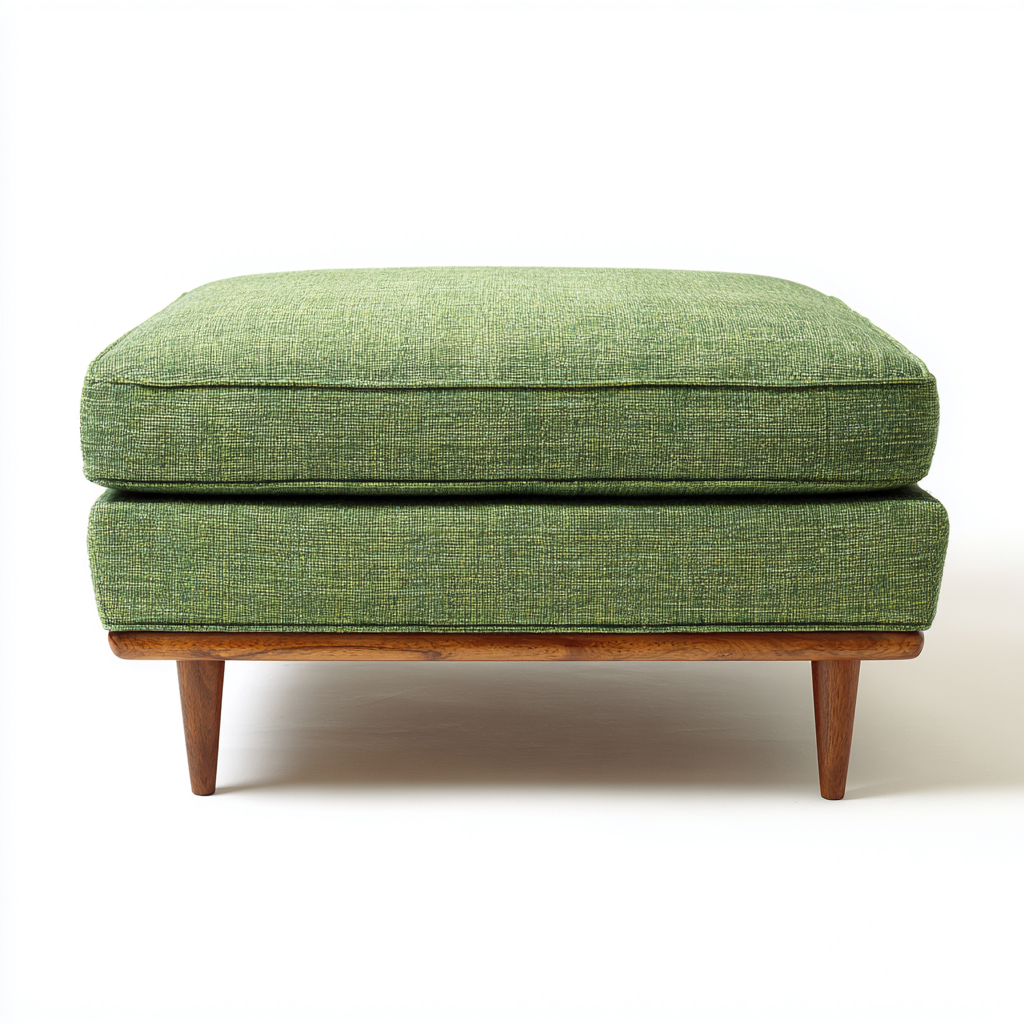 Pouf tessuto 70x70x42 cm verde per soggiorno design nordico-Placidin