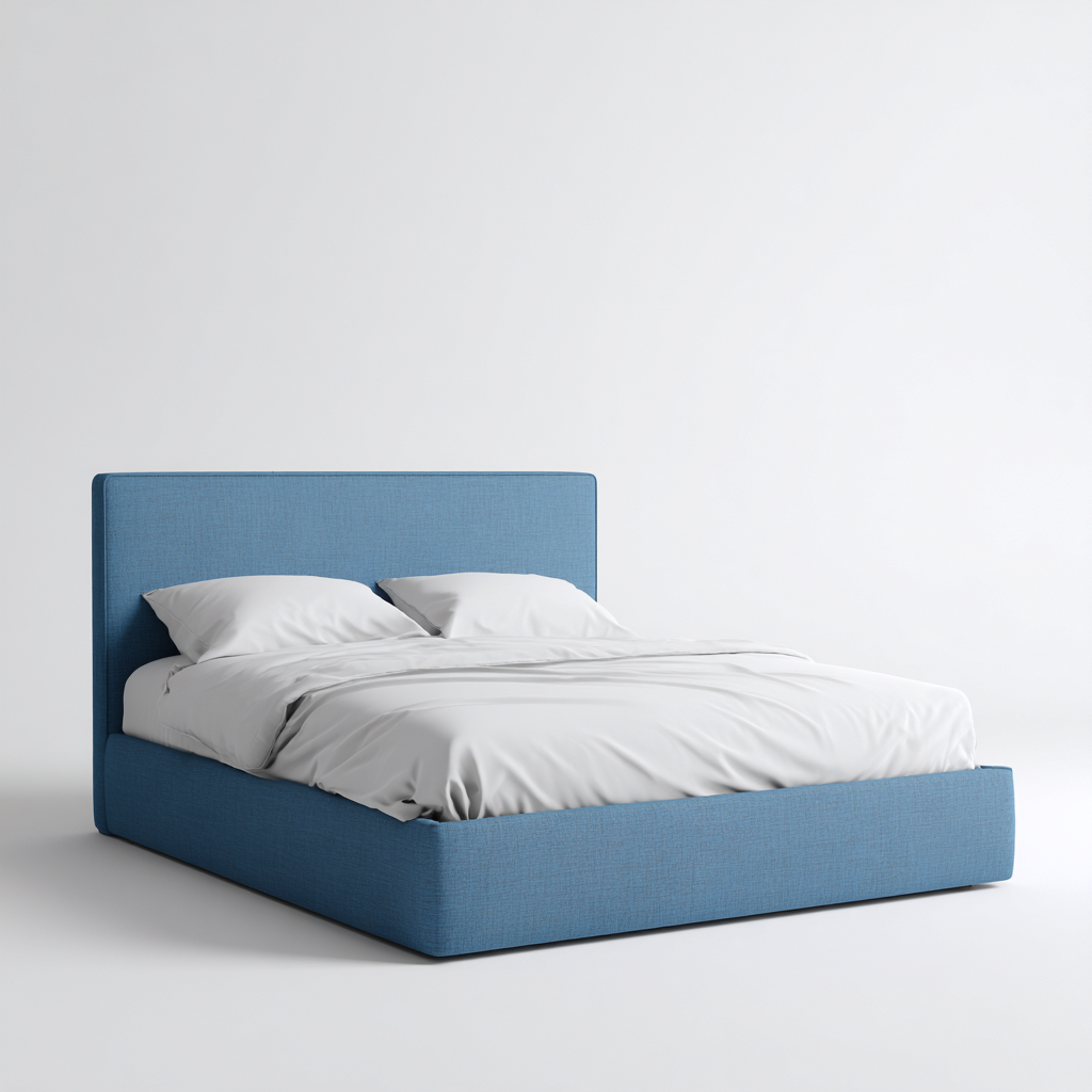 Letto matrimoniale in tessuto blu 200x160x90 cm - design moderno-Placidin