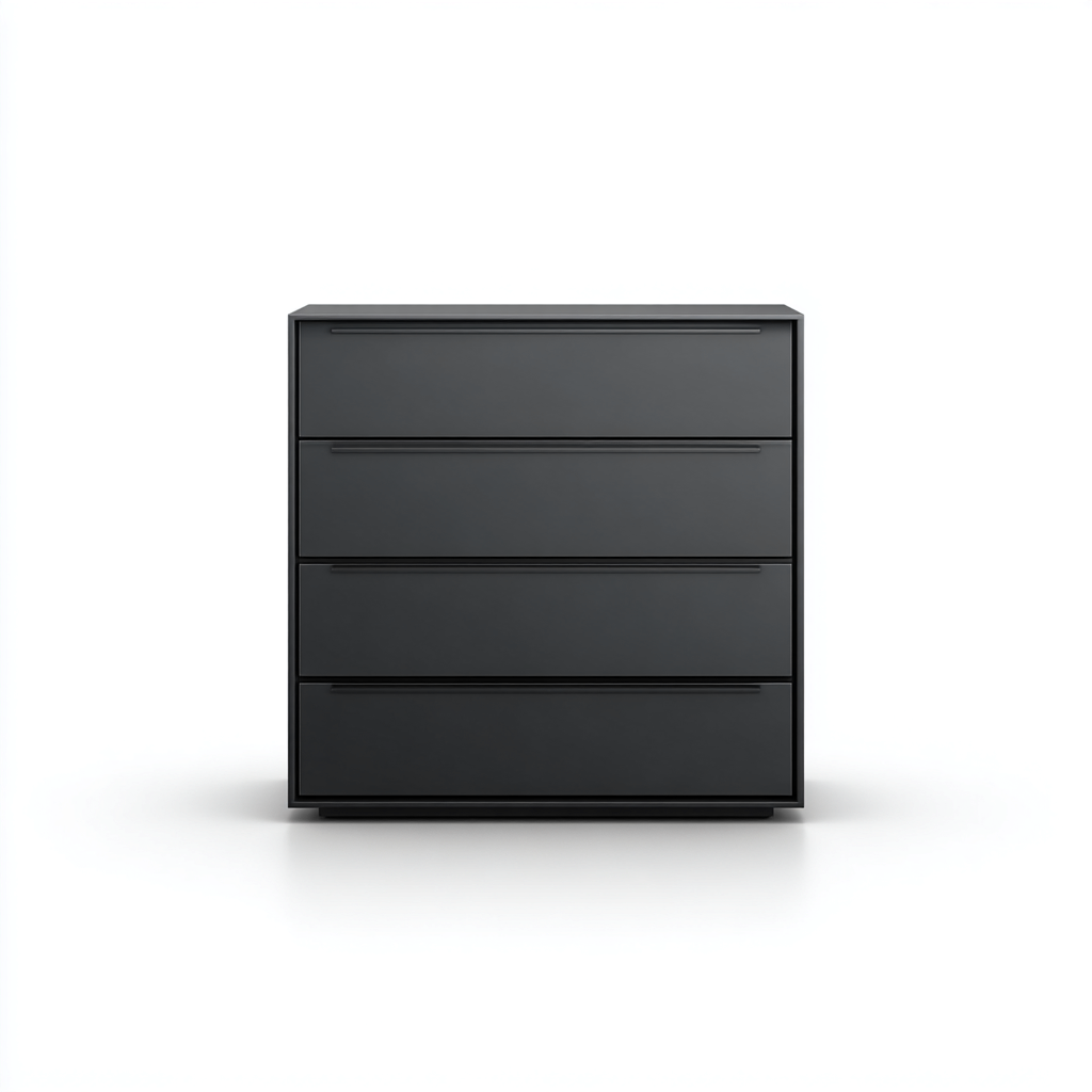 Cassettiera moderna 80x40x95 cm - nero opaco - design minimalista-Placidin