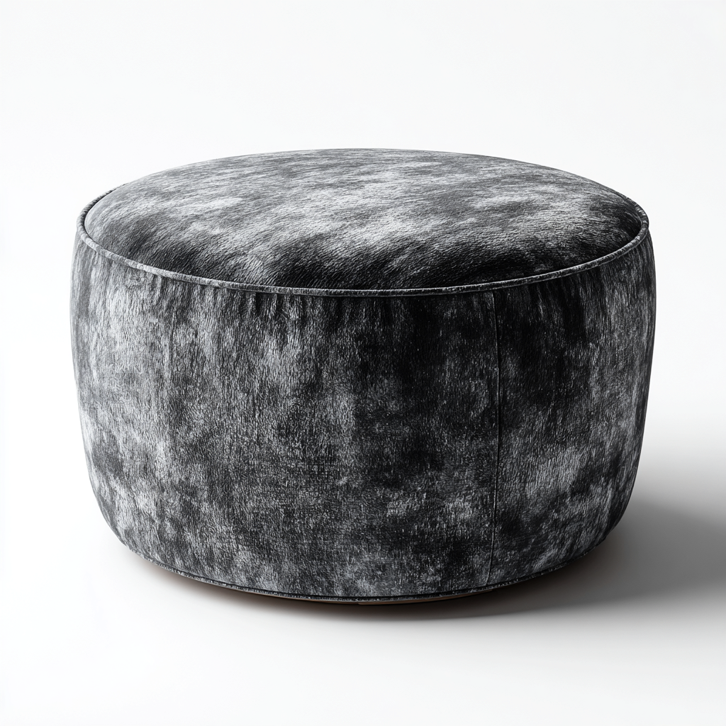 Pouf velluto 55x55x42 cm - grigio scuro - stile moderno-Placidin