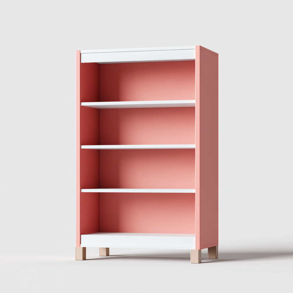 Libreria in legno composito 70x30x130 cm - rosa-bianco-rovere - design moderno-Placidin