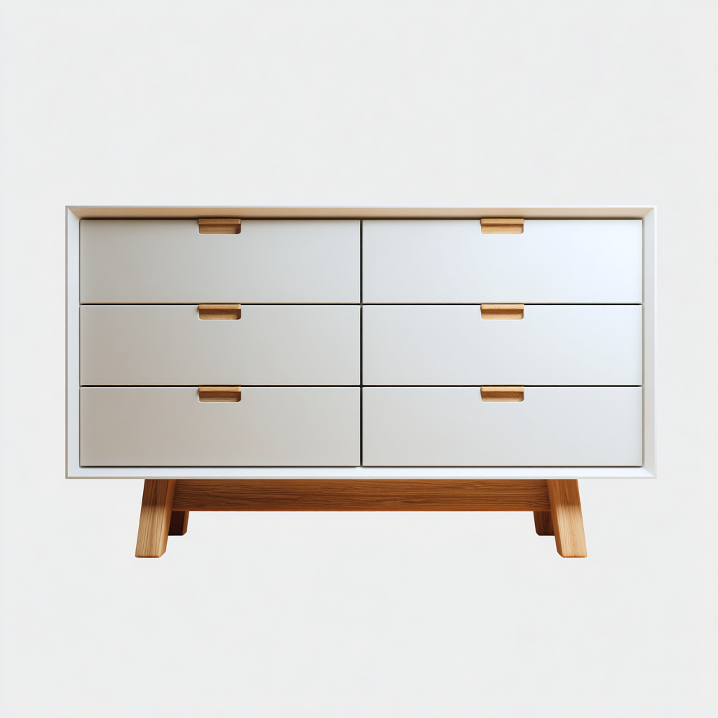 Cassettiera in legno 120x40x80 cm - bianco-legno - design moderno-Placidin