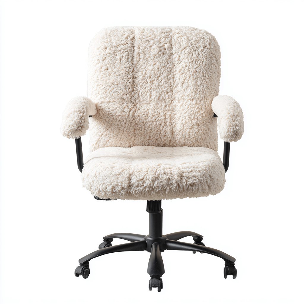 Sedia da ufficio peluche con ruote 60x60x95 cm - Bianco - Design moderno-Placidin