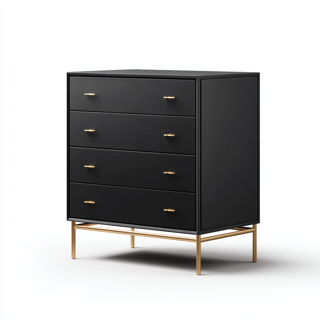 Cassettiera legno 80x40x100 cm - nero - design moderno-Placidin