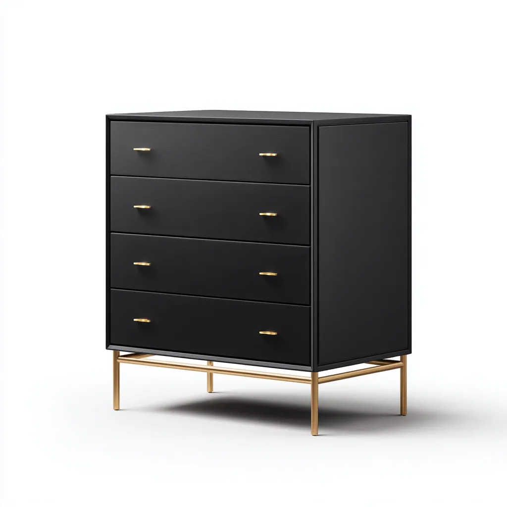 Cassettiera legno 80x40x100 cm - nero - design moderno-Placidin