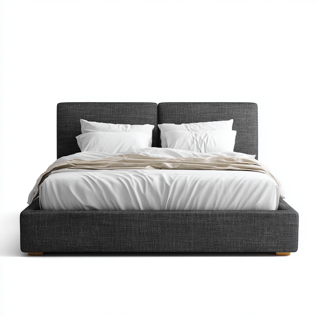 Letto matrimoniale imbottito 215x165x100 cm - grigio scuro - design contemporaneo-Placidin