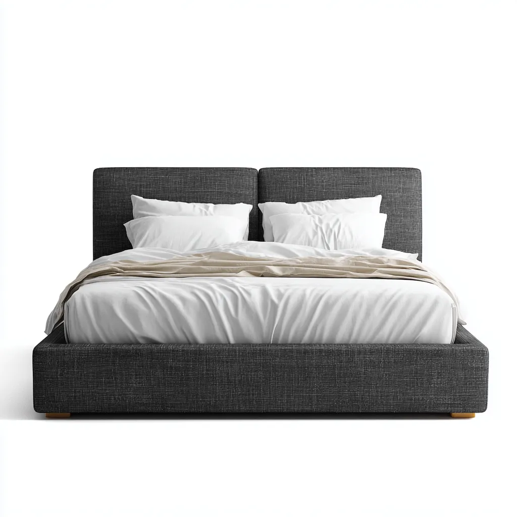 Letto matrimoniale imbottito 215x165x100 cm - grigio scuro - design contemporaneo-Placidin