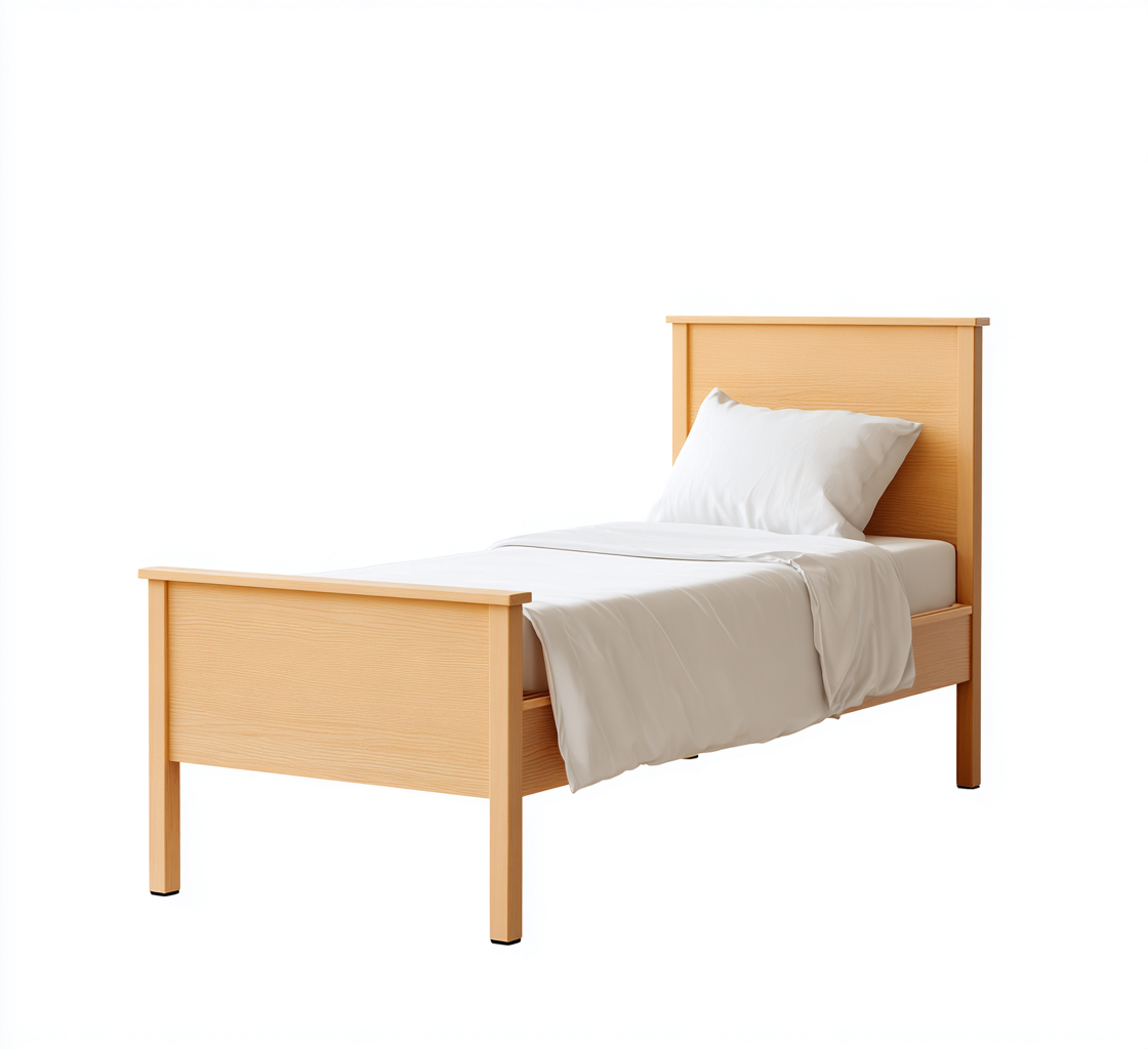 Letto singolo in legno 205x100x95 cm - colore naturale - design classico-Placidin