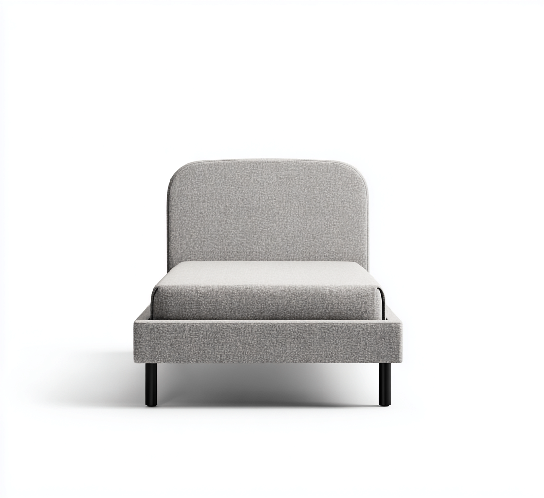 Letto singolo tessuto-metallo 205x100x105 cm - grigio - design moderno-Placidin