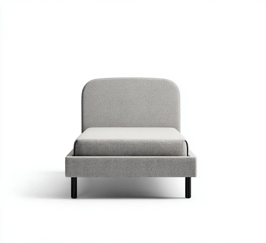 Letto singolo tessuto-metallo 205x100x105 cm - grigio - design moderno-Placidin