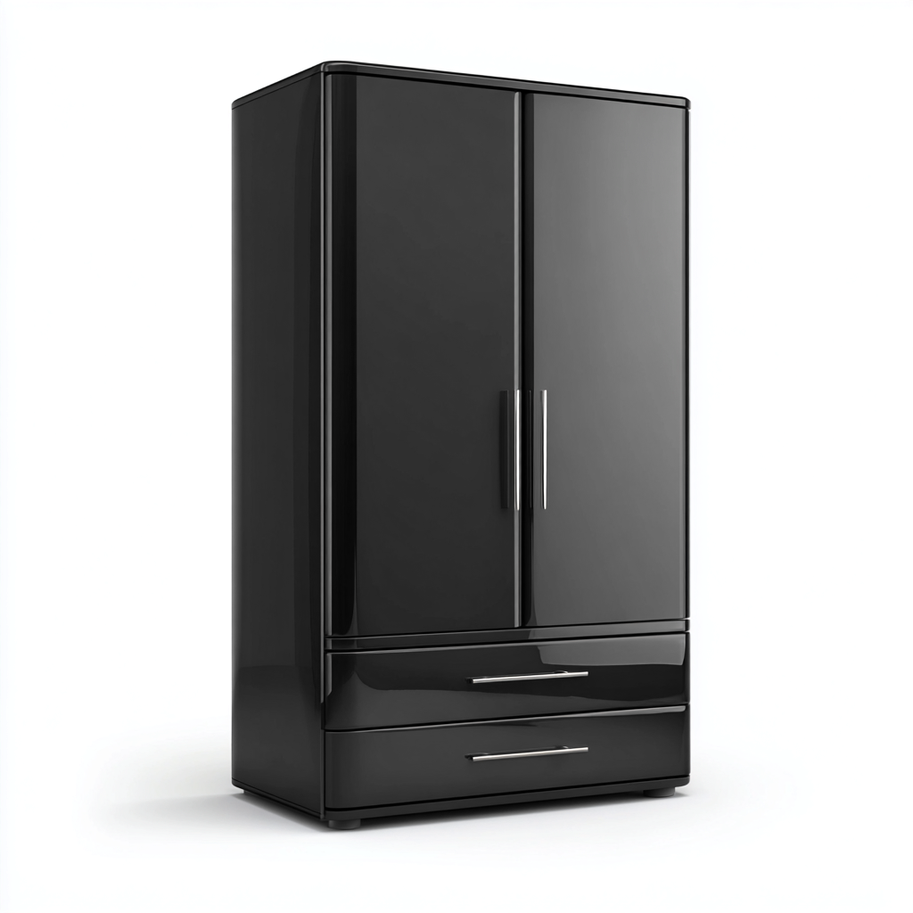 Armadio lucido 90x55x185 cm - nero - design moderno-Placidin