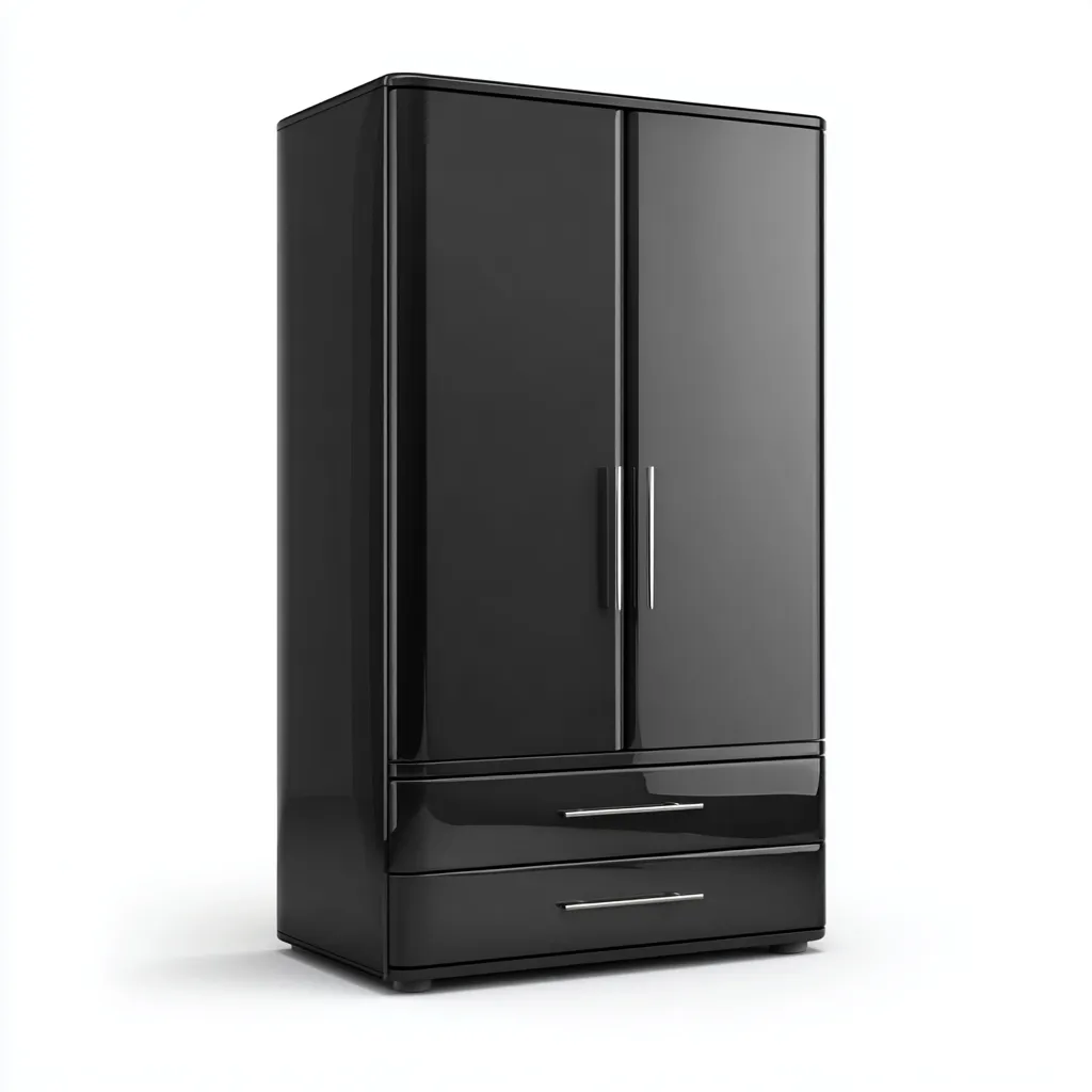 Armadio lucido 90x55x185 cm - nero - design moderno-Placidin