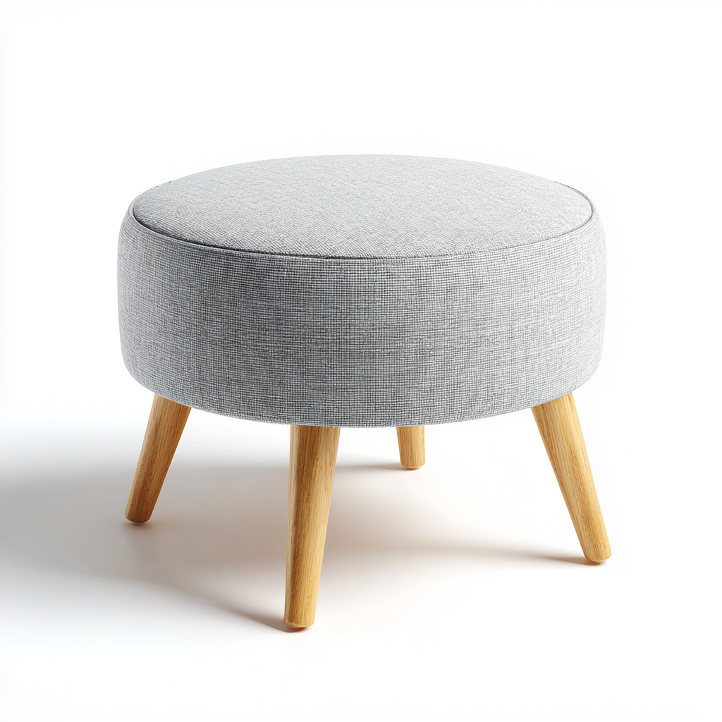 Pouf tessuto 42x42x45 cm grigio chiaro per soggiorno design nordico-Placidin