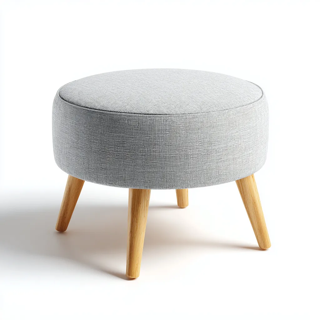 Pouf tessuto 42x42x45 cm grigio chiaro per soggiorno design nordico-Placidin