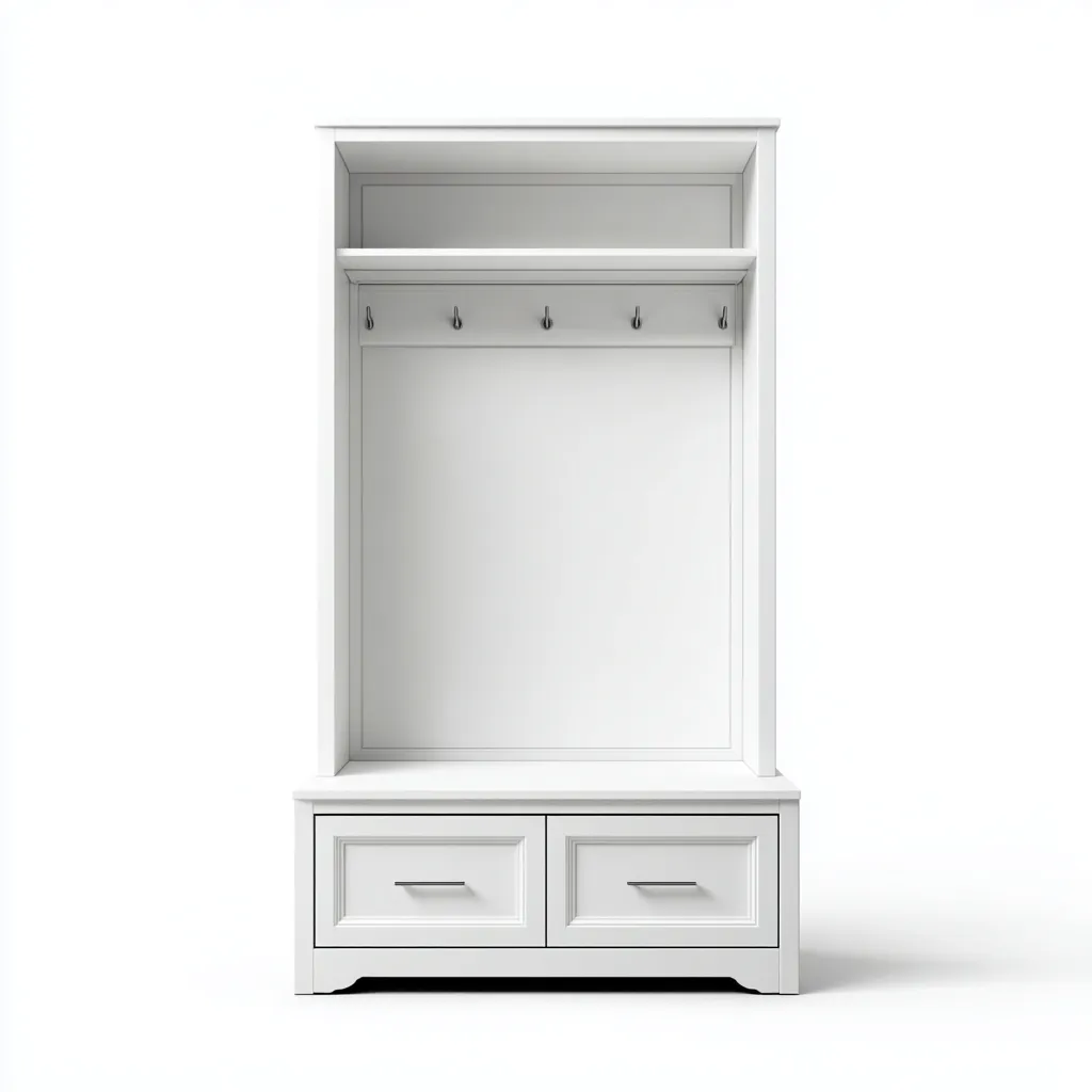 Attaccapanni con cassetti 110x40x185 cm - bianco - design moderno-Placidin