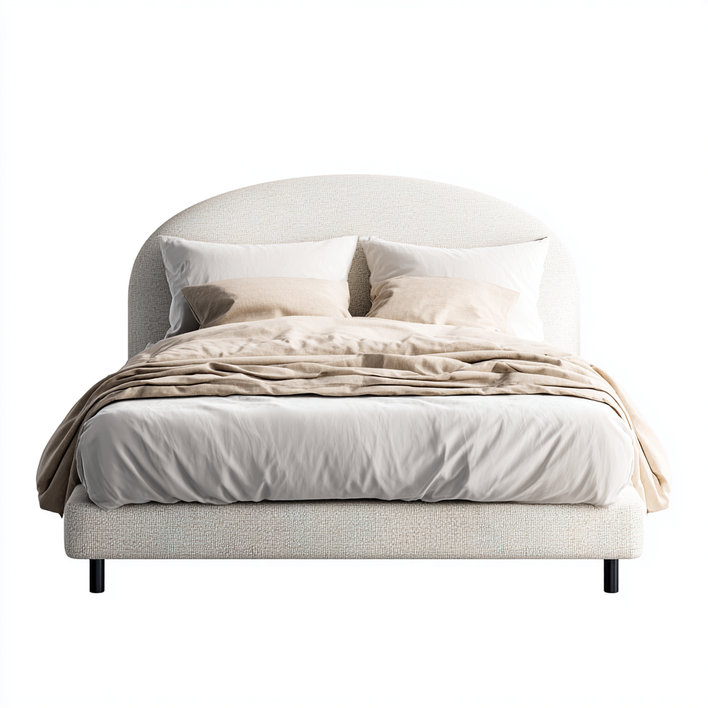 Letto matrimoniale imbottito 215x165x115 cm - beige chiaro - design moderno-Placidin