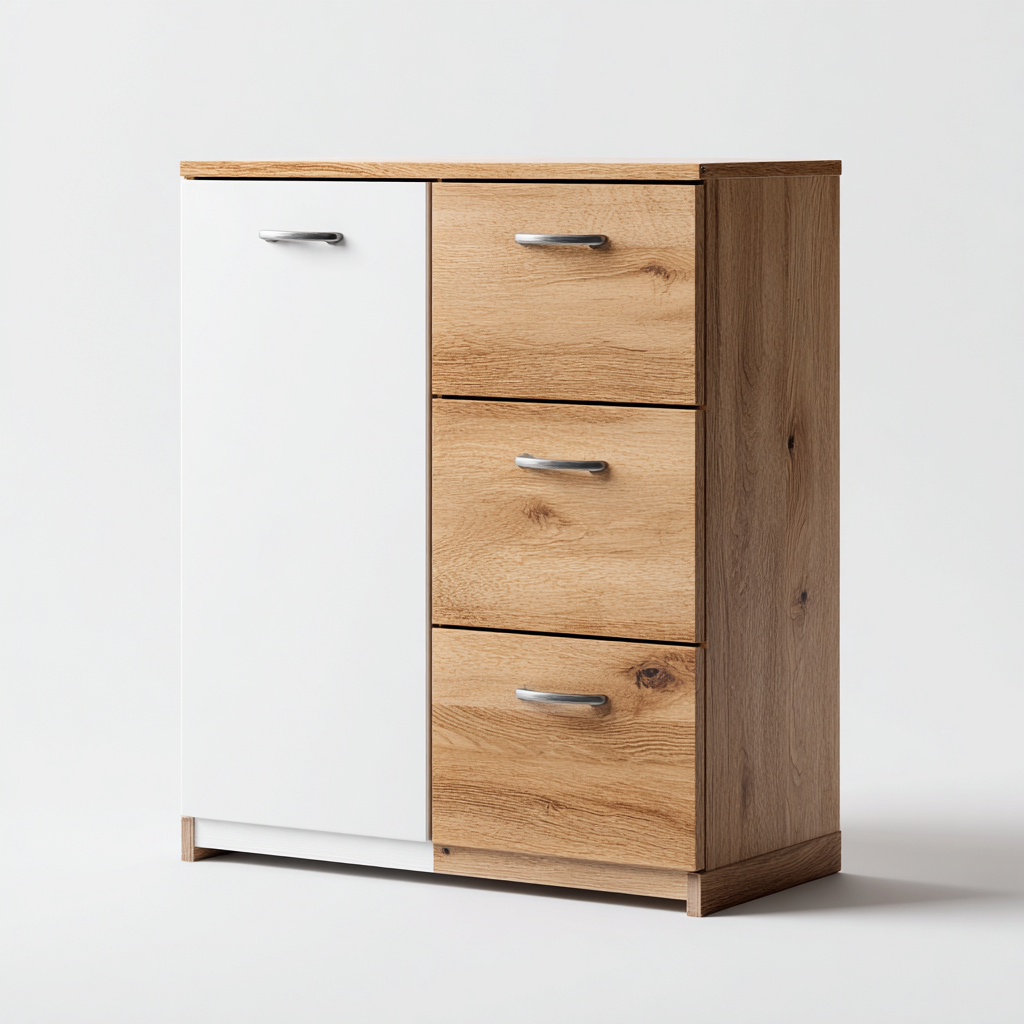 Scarpiera legno-bianco 70x35x90 cm - bianco-natura - stile moderno-Placidin