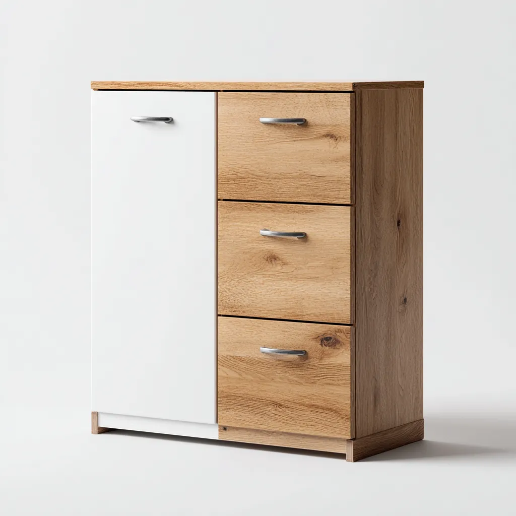 Scarpiera legno-bianco 70x35x90 cm - bianco-natura - stile moderno-Placidin