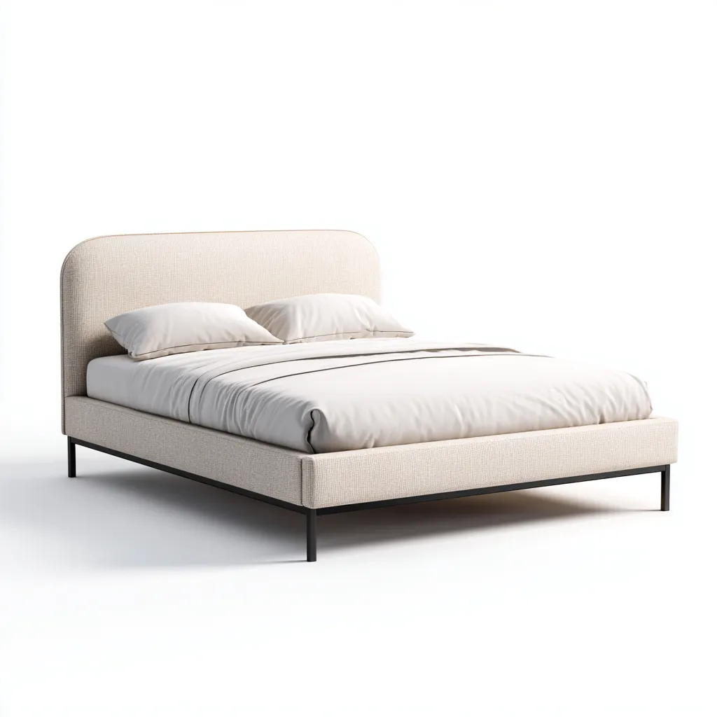 Letto matrimoniale imbottito 210x160x105 cm - beige - design moderno-Placidin