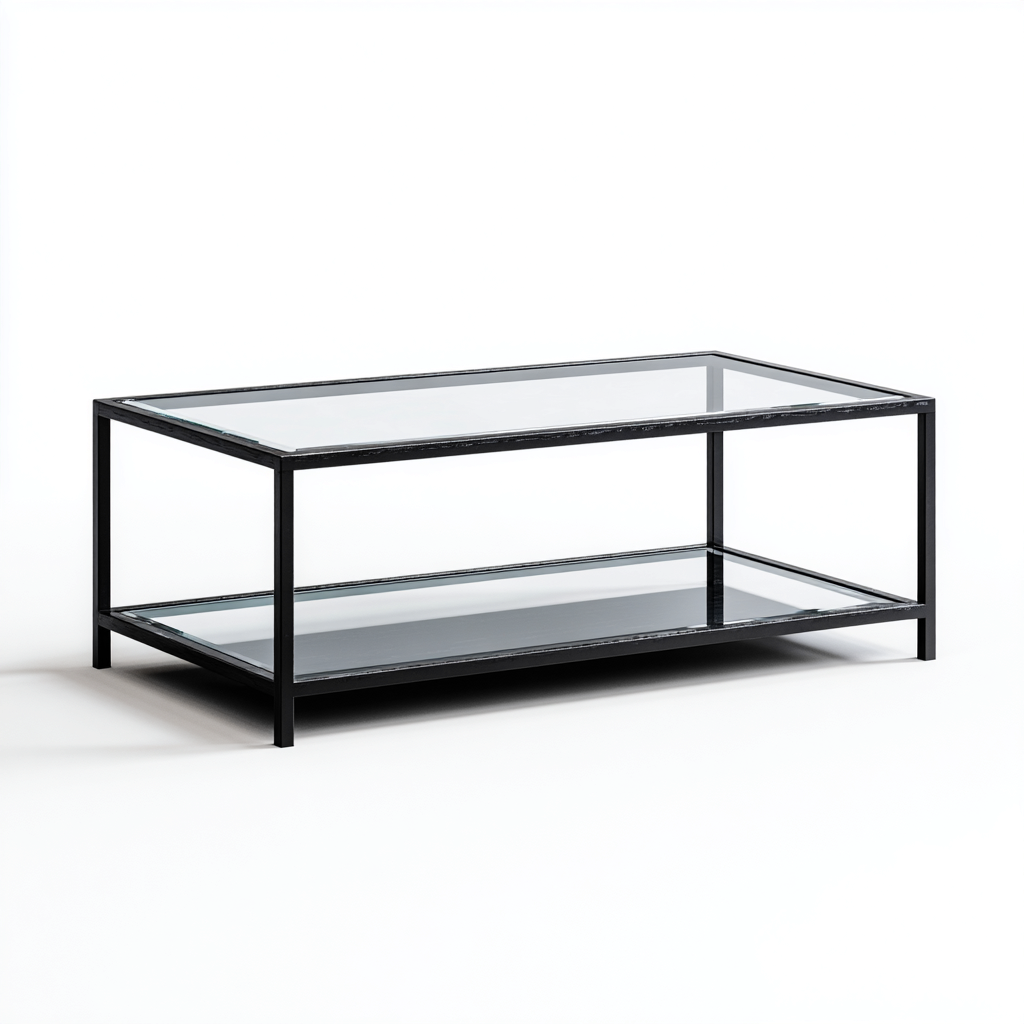 Tavolino da caffè vetro 110x55x45 cm - nero - design moderno-Placidin