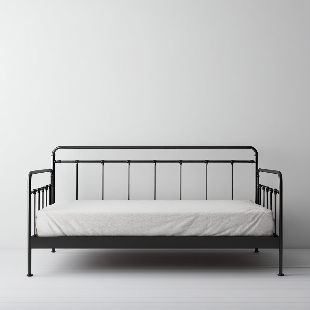 Divano letto in metallo 200x90x85 cm - colore nero - design moderno-Placidin