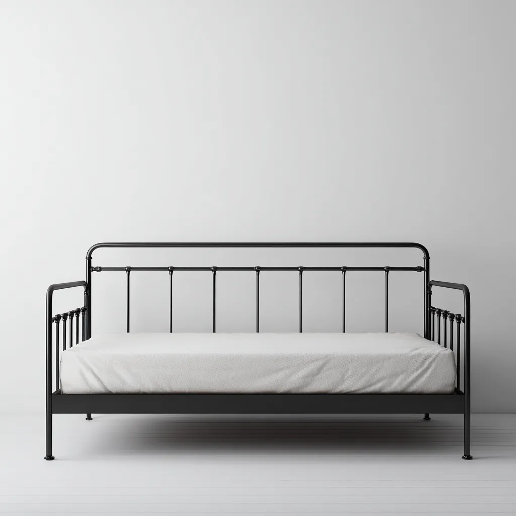 Divano letto in metallo 200x90x85 cm - colore nero - design moderno-Placidin